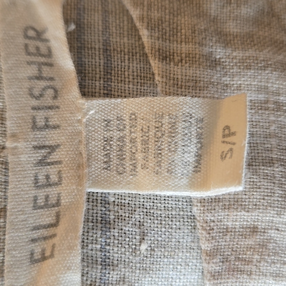 EUC Wms Eileen Fisher Tan Linen Top Size Small - Picture 8 of 9